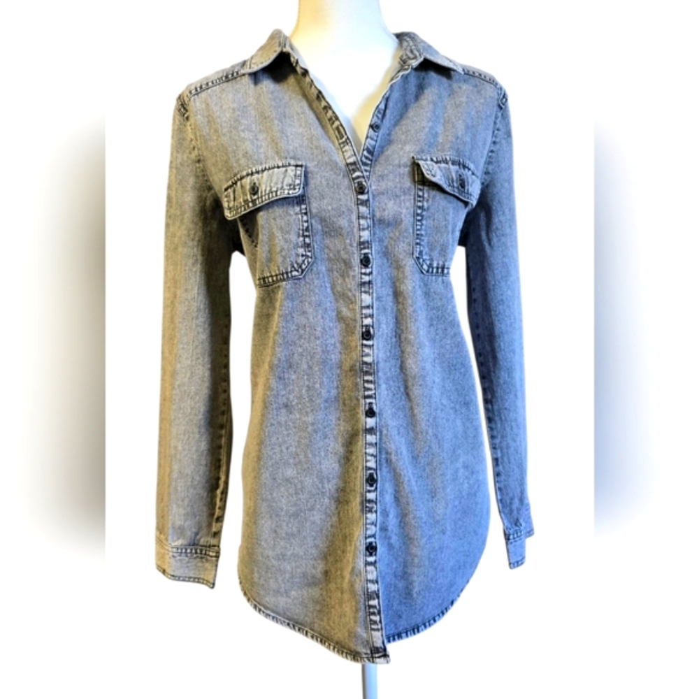 Rubbish Acid Wash Button Down Shirt